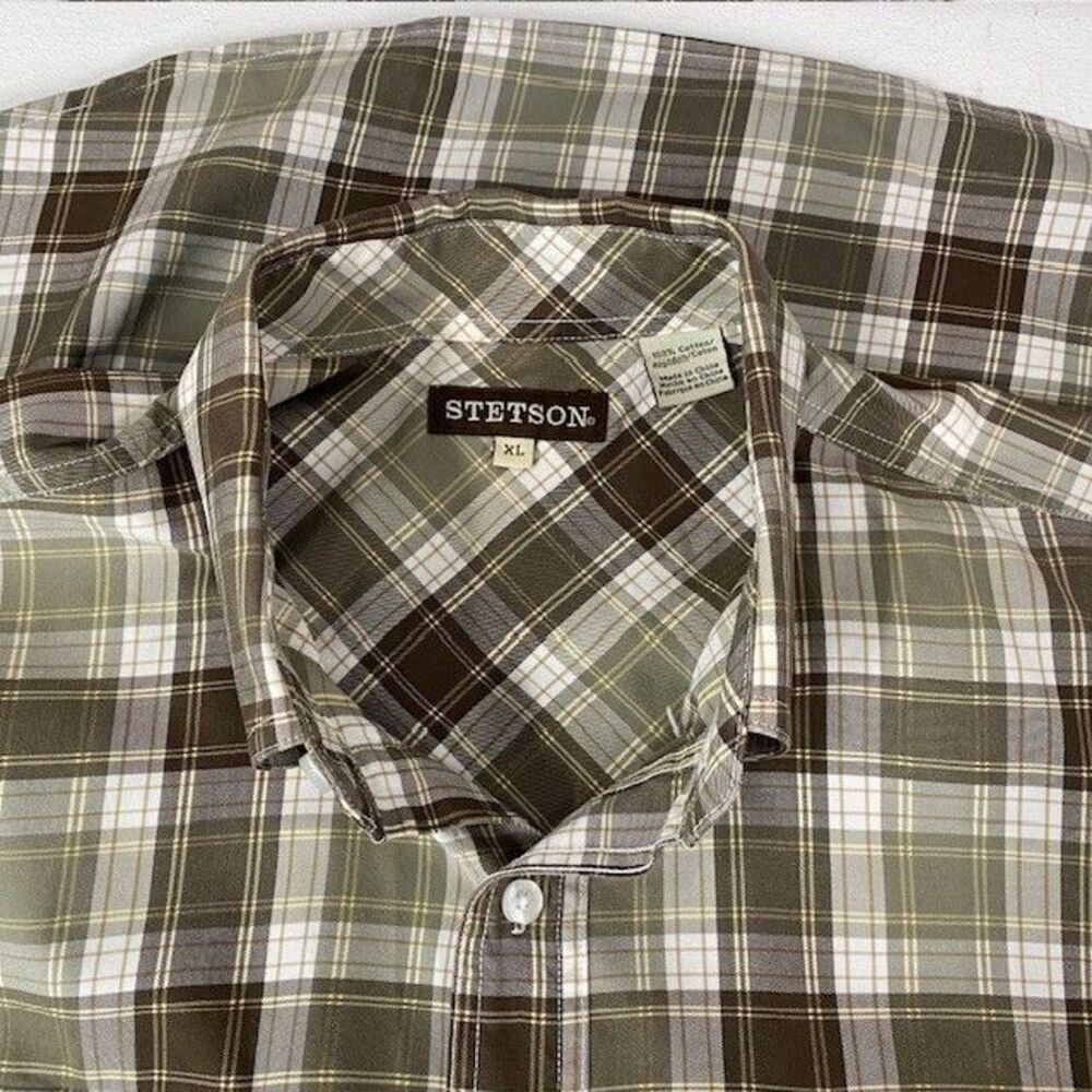 Stetson Men's Classic Plaid Button Down Shirt Dual Chest Pockets Casual XL - Picture 7 of 11